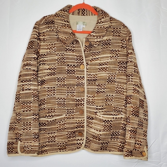 The Territory Ahead Silk Blend Lined Jacket Size XL Textured Pattern Retro Fall - Picture 1 of 14